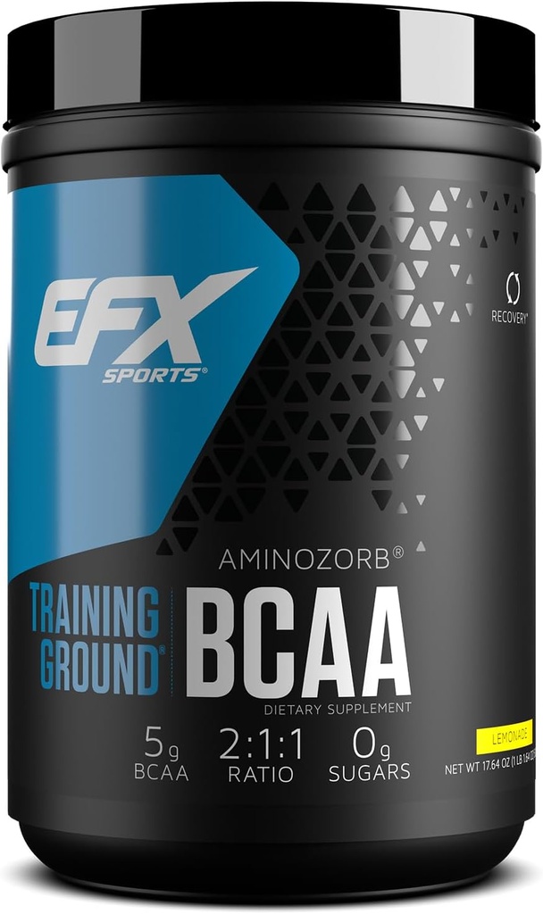 EFX Sports Training Ground BCAA | Fully Stable, Highly Soluble Amino Acids Supplement | Pre, Intra, or Post Workout | Sugar Free | 500 Grams (Lemonade)