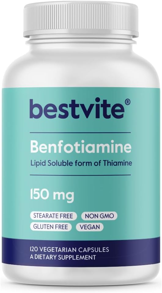 BESTVITEのBenfotiamine 150mg (120のベジタリアンのカプセル)は-無二酸化ケイ素-ビーガン-非GMO -グルテンフリー