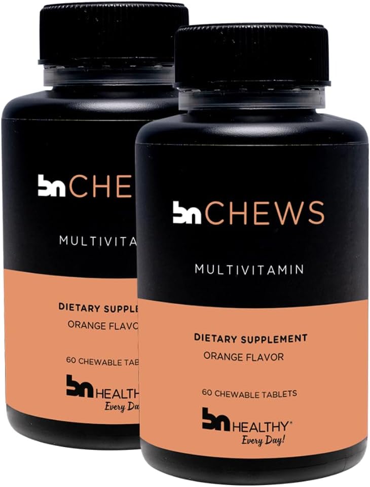 鉄、ビタミンB12、おいしいオレンジ味 - 120 Ct - 60-120日の供給 - BNHealthyChewable 2パックバリアトリマルチビタミン。