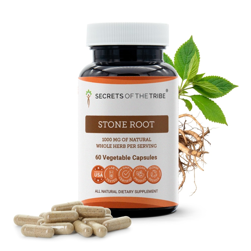 トライベ・ストーン・ルートの秘密 60 カプセル, 1000 mg, レスポンシブル・ファームストーン・ルート (Collinsonia Canadensis) 乾燥ルート (60 カプセル)