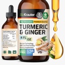 BIO KRAUTER® ターメリックとジンジャーサプリメント - 純粋なビーガン液体ターメリック&ペッパー4 Fl.Oz 56 供給の日 - 共同サポートのためのクルクミンドロップ、抗酸化剤&免疫サポート