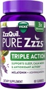 ZzzQuil PURE Zzzsトリプルアクション、Melatonin Gummies、Melatonin 6mg、3X Melatonin、Sashwagandha、Calm Mood、抗酸化作用、大人のための睡眠補助剤、60睡眠ガミー