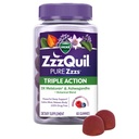 ZzzQuil PURE Zzzsトリプルアクション、Melatonin Gummies、Melatonin 6mg、3X Melatonin、Sashwagandha、Calm Mood、抗酸化作用、大人のための睡眠補助剤、60睡眠ガミー