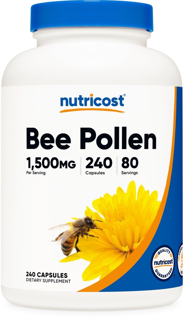Nutricost Bee Pollen (240 カプセル, 80 サービング) - 非GMO, GMP 準拠