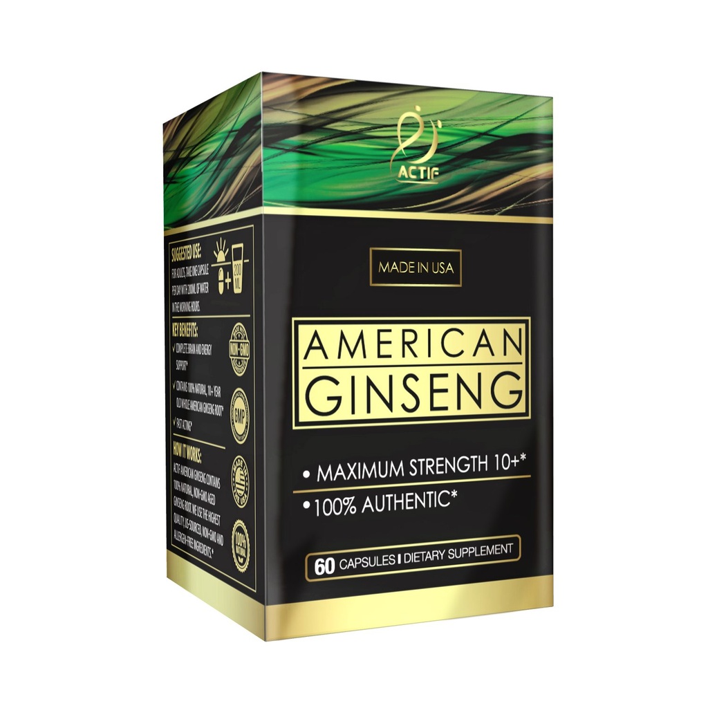 Actif American Ginseng - 100%本物の10年旧Ginseng、非GMO、500mg - 米国製