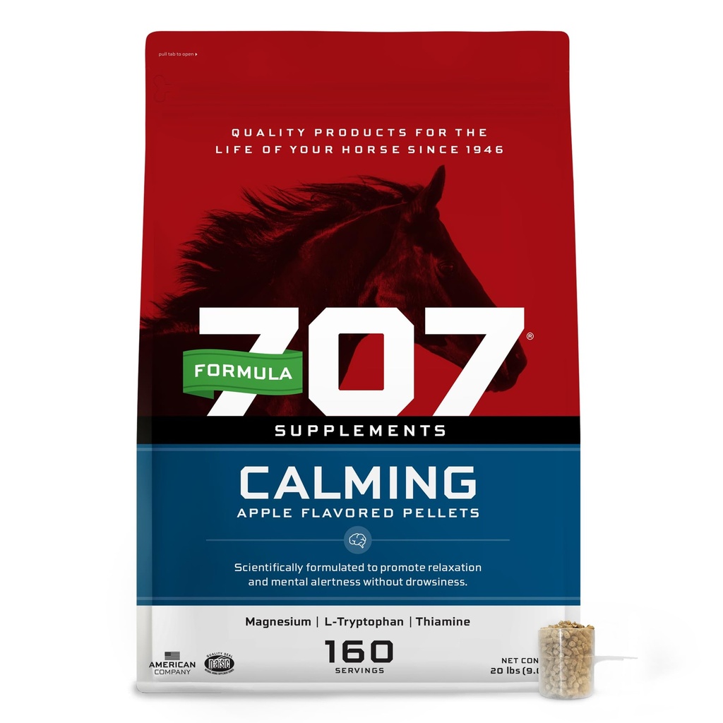 フォーミュラ707 Calming Equineサプリメント20LBバッグ - 160サービング - 馬のための不安な救済と強化された焦点 - L-Tryptophan、ティアミン&マグネシウム