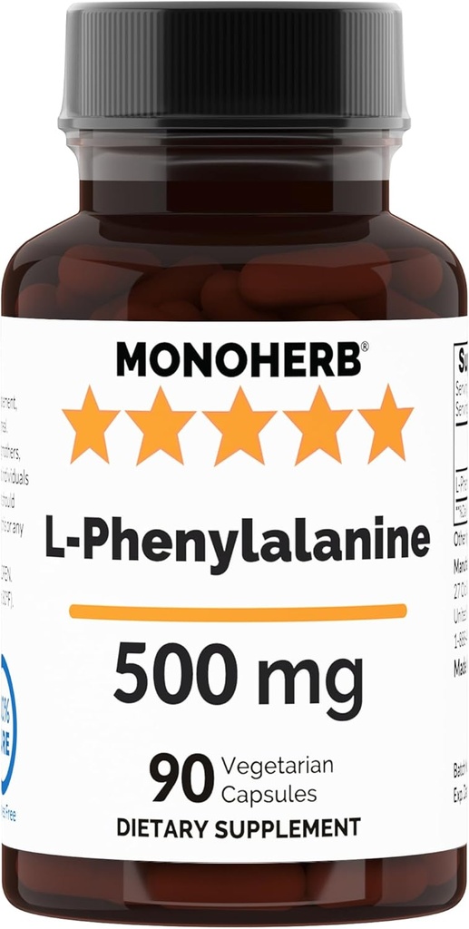 MONOHERB L-Phenylalanine 500 mg per Capsule - 90 Veg Capsules