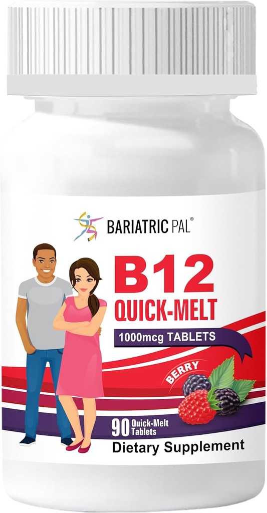 BariatricPal 1,000mcg B12 砂糖フリー クイック メルツ (90 カウント) - ベリー
