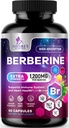 Berberine HCL 1200mgのサプリメント - Berberine HCIは、心臓の健康&免疫サポート、高強度、グルテンフリー、ビーガン、非GMOの丸薬 - 60ベジギーカプセル