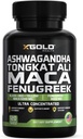 Ashwagandha 5000mg + Tongkat Ali 1000mg + Maca Root 5000mg + Fenugreek 3000mgサプリメント | 黒+赤+黄色のマカ根エキス&女性のためのフェヌグリークハーブサプリメント - アメリカ製