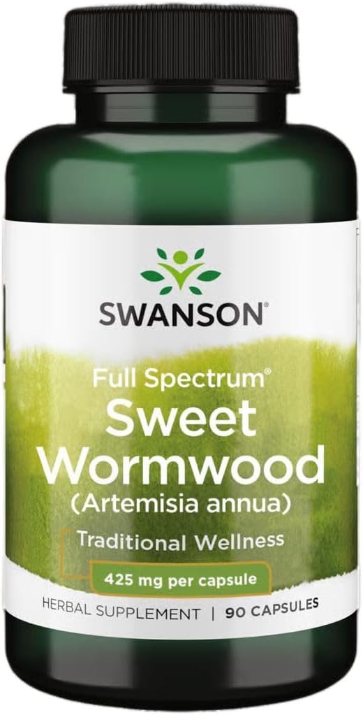 Swanson Sweet Wormwood - May Promote GI Gut Health, Microbial Balance & Digestive Health Support - Herbal Supplement with Artemisinin - (90 Capsules, 425mg Each)
