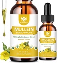 4-in-1 Mulleinは肺のためのエキスの低下を残します - 呼吸器サポートおよび肺の洗剤、Elderberry、Marshmallowの根及びオレンジ ピール、自然な味、1 Fl Oz (2のパック)