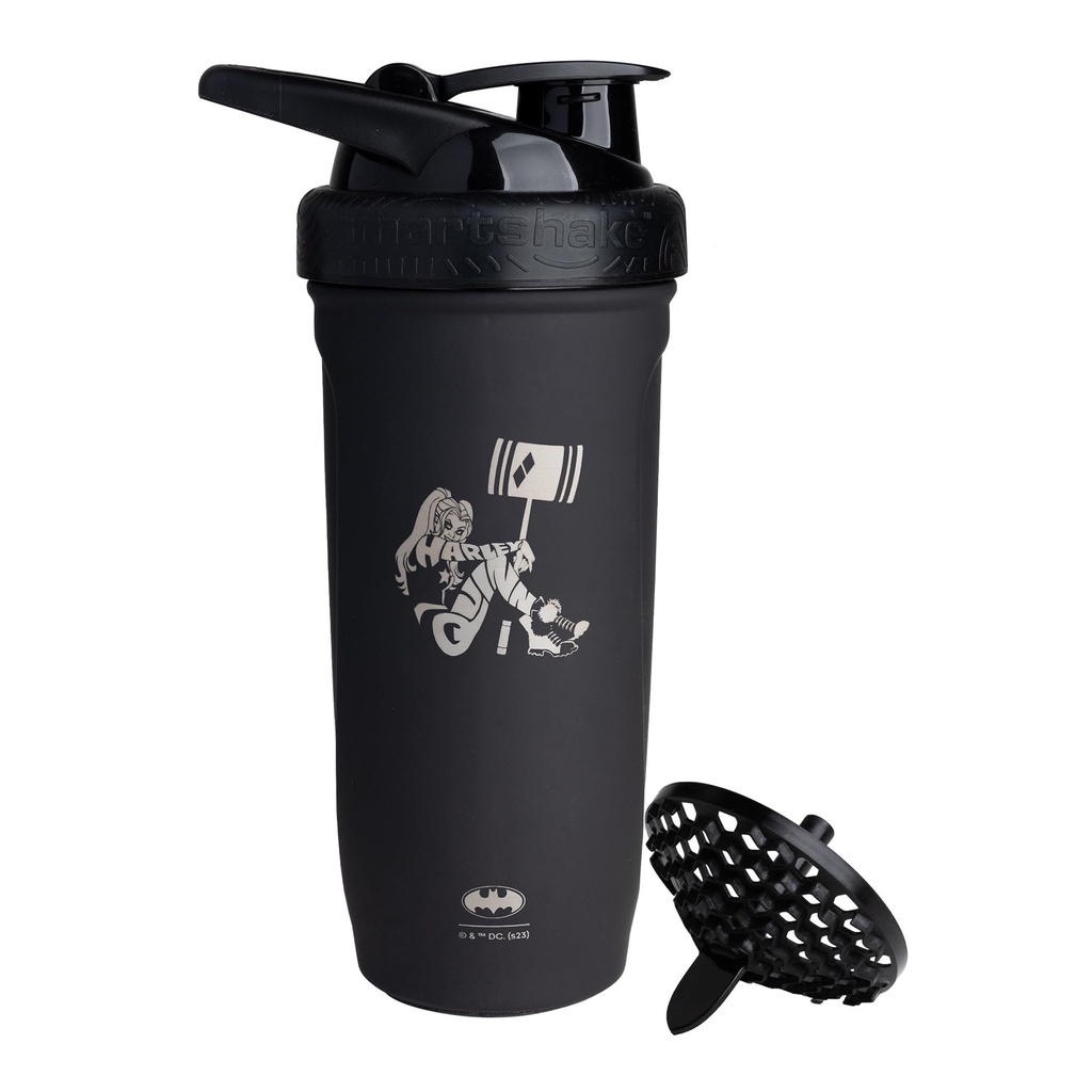 Smartshake DCのCOMICSはステンレス鋼の蛋白質のシェーカーのびん900のmlを補強します  30のoz - Leakproofねじオンのふた-BPAは放します-非絶縁されるUnsex - Harley Quinnのロゴ