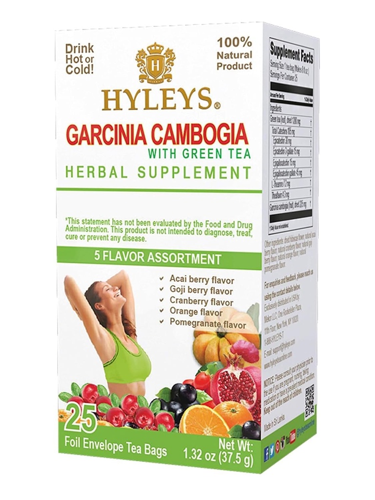 雑草の茶 Garcinia の Cambogia の緑茶 5 の味の分類 - 25 のティー・バッグ (6 のパック - 150 のティー・バッグ合計)