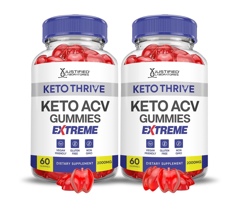 (2パック) Keto Thrive Keto ACV Gummies Extreme 2000MG Keto Thrive Keto Gummies Apple Cider Vinegar PomegranateビートジュースパウダーB12ビーガン非GMO 120 Gummys