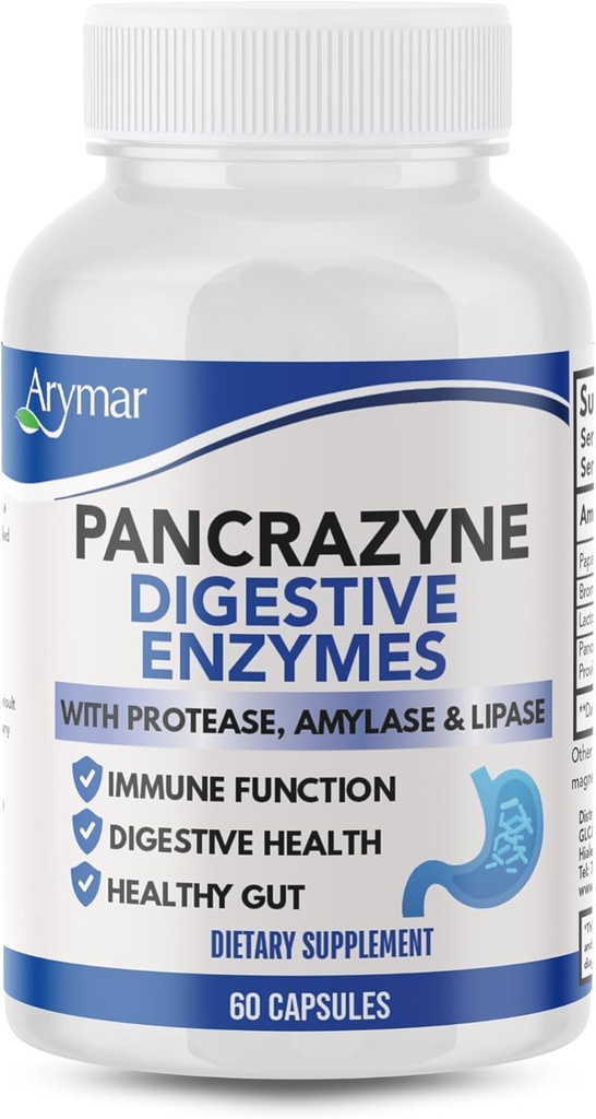 Arymar Pancrazyneのプロバイオティクス、Amylase、プロテアーゼ、Lipase及びLactobacillus、Gutの健康及び消化器サポート補足、60カプセル