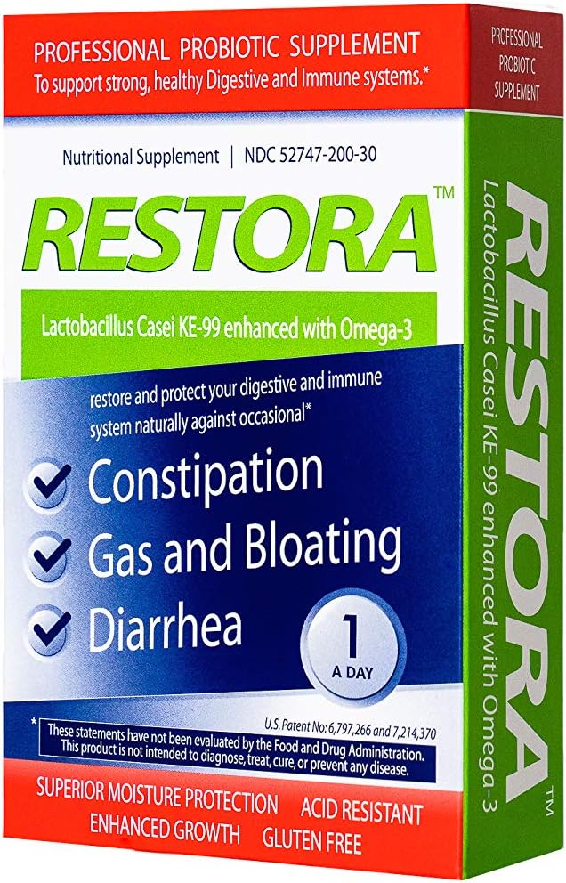 Restora Probioticサプリメント - 免疫ブースター - 特許取得済みのプロバイオティクスw|オメガ3、腸の健康スタビライザーは感染症に対する耐性を高めます - カルムス炎症