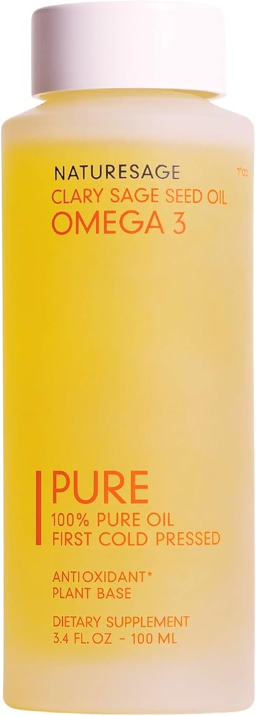 純粋なビーガン液体オメガ3オイル、オメガ3フィッシュオイル、3.4 flに植物ベースの代替。 oz。 - 冷間プレスクラリーセージ種子から - コシャ - オメガ3脂肪酸サプリメント、酸化防止剤