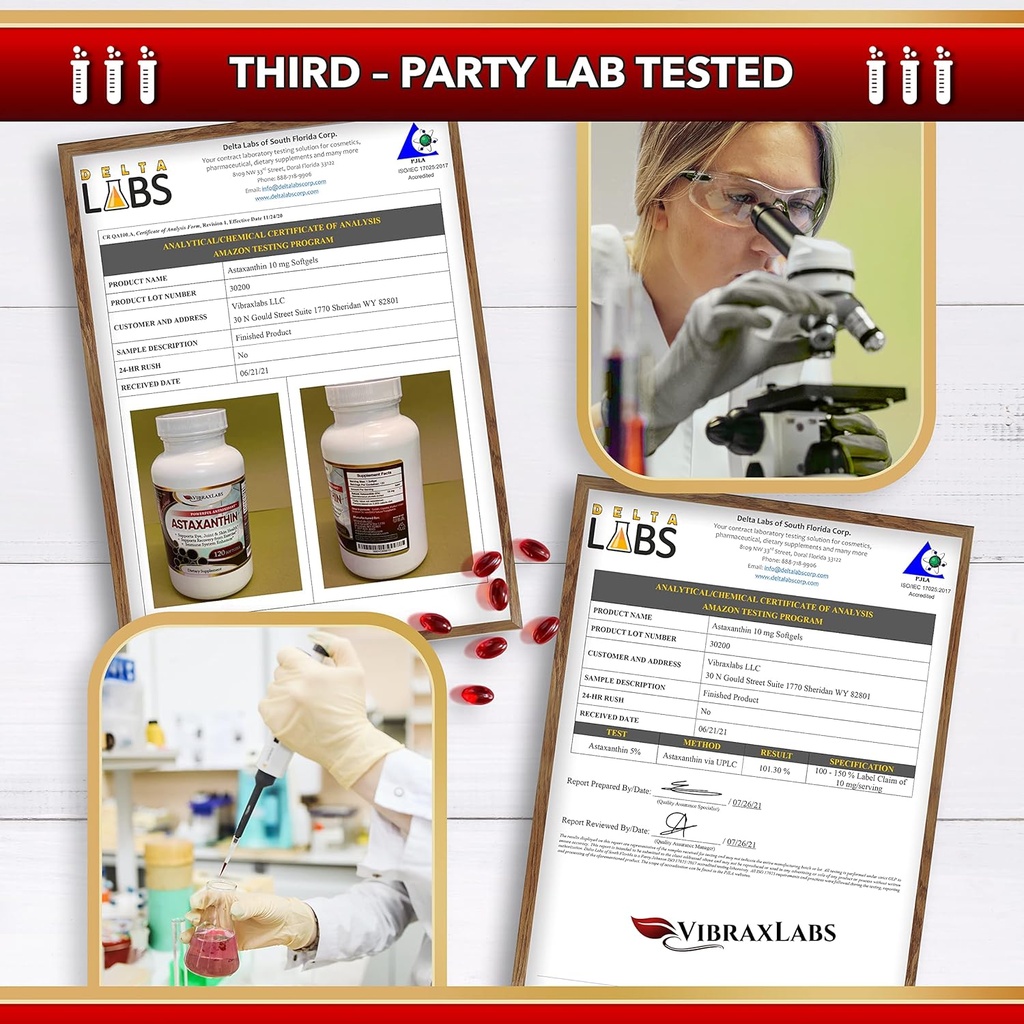 アスタキサンチン10mgの補足/Microalgae、助けの皮の心配及び目、関節関節の接合箇所、健康な老化、Boostingエネルギー、120非GMOのSoftgels -報酬のアスタキサンチンの補足からの最もよい純粋な酸化防止剤