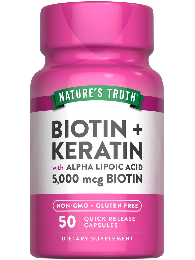 Nature's Truth Biotin 5000 mcg | 50カプセル | ケラチンとアルファリポ酸で | 非GMO&グルテンフリーサプリメント