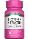 Nature's Truth Biotin 5000 mcg | 50カプセル | ケラチンとアルファリポ酸で | 非GMO&グルテンフリーサプリメント