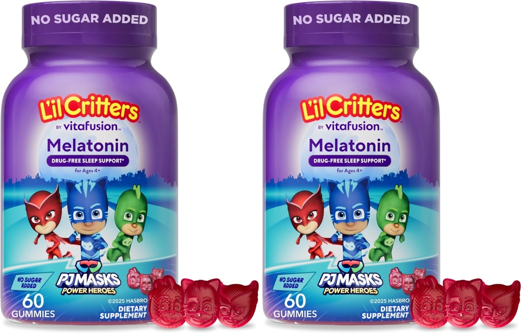 L'il Critters PJは子供、薬物のない睡眠サポート、60のグミーMelatoninの補足をマスクします(2のパック)