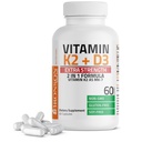 BronsonのビタミンK2 (D3の余分強さの補足の骨の健康非GMOの方式10,000 IU及び120 mcg MK-7のSwallow D Kの60のカプセルへの容易な