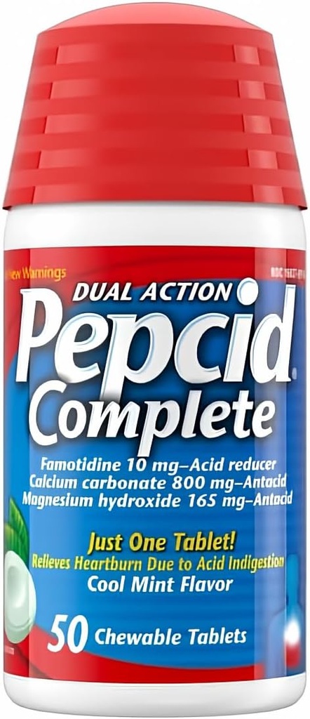 Pepcidの完全な酸の減力剤+AntacidのChewableタブレット、Pepcidの完了による涼しいミントの味、50の計算(パッケージ1)