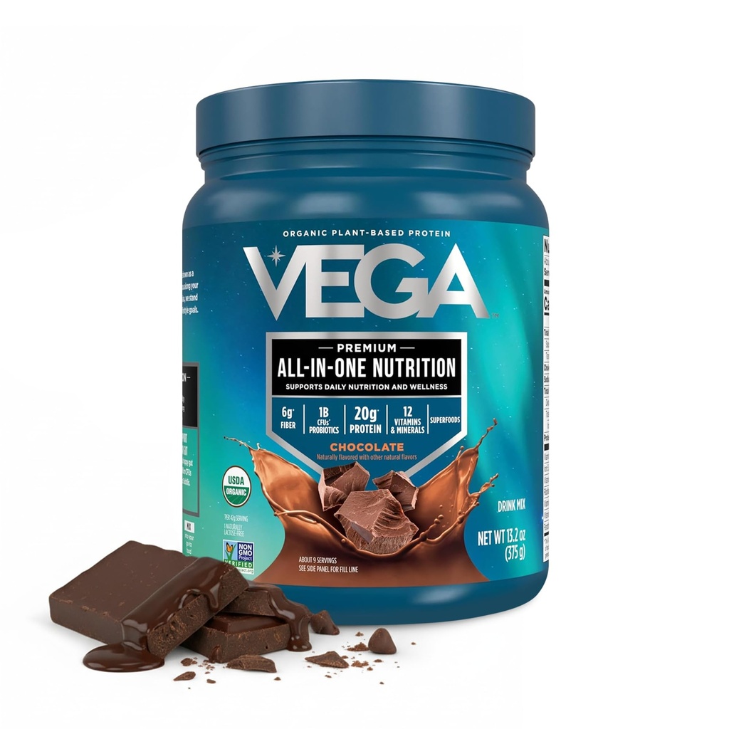 ヴィーガオーガニックオールインワンビーガンプロテインパウダー、チョコレート - スーパーフード成分、免疫サポートのためのビタミン、ケトフレンドリー、女性&男性のためのピーアプロテイン、13.2オンス(パッケージ5月Vary)