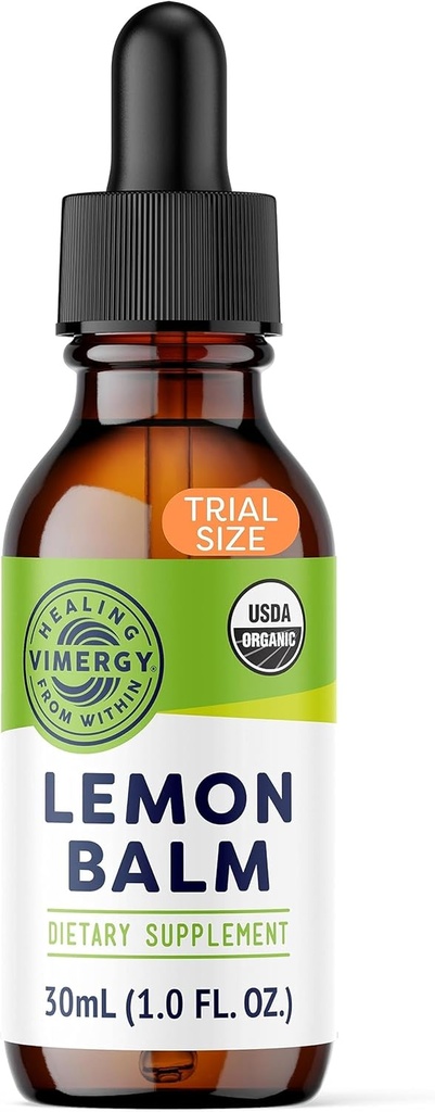 Vimergy Organic Lemon Balm Tincture Herbal Supplement – 175 mg of 10:1 Lemon Balm Extract per Serving, can be Used in Tea - USDA Certified Organic, Non-GMO, Alcohol-Free – 30 mL (1 mL/Serving)