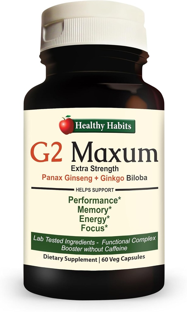 健康な習慣G2のマキシムの余分強さのPanax GinsengプラスのGinkgoのBilobaはエネルギーおよび認知機能60のベジはびんごとのカプセルに入れます