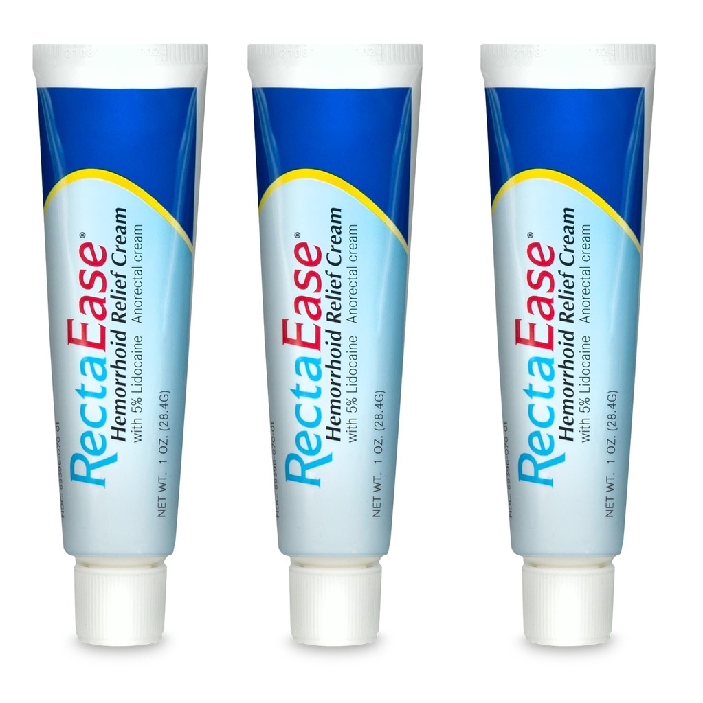 Globe RectaEase 5% リドカイン(3パック) 痔救済クリーム1オンスチューブ、角質クリーム、急激な痺れの救済、イッチとバーンからの痔の治療
