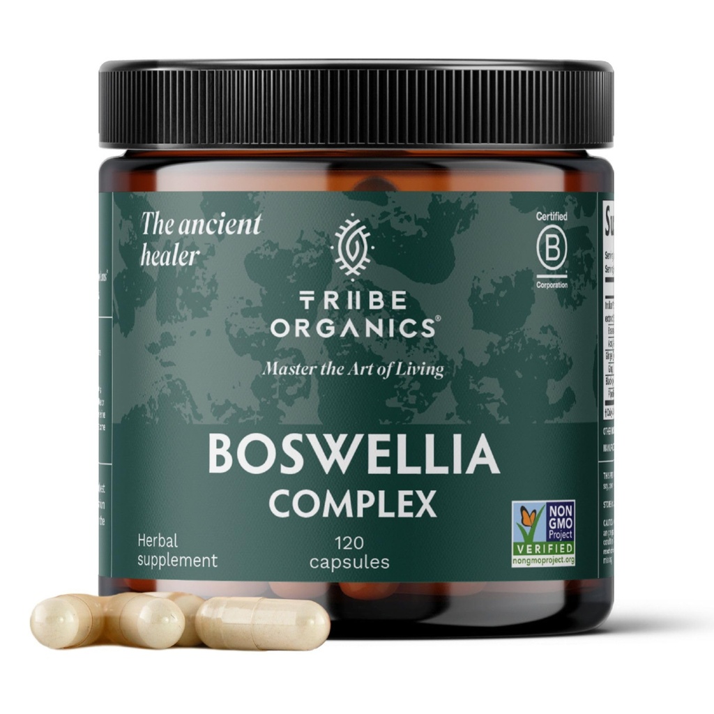 TRIBE ORGANICS Boswellia Serrata Complexは、共同サポート、筋肉の救済のためのサプリメント - ベジタリアン非GMO 120カプセル、高効力 - ジンジャーエキス&ブラックペッパー付きボスウェリンスーパー - 420mg