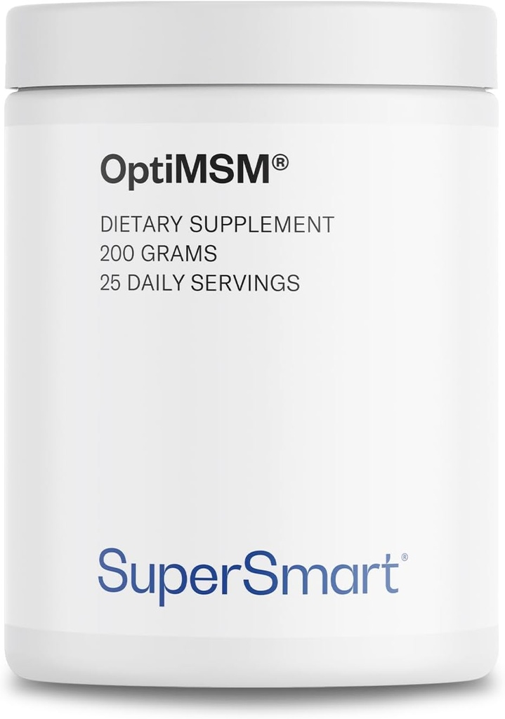 Supersmart OptiMSM (特許を取られた及び高い純度の方式) - メチル スルホニル メタン MSM パウダーサプリメント | ビーガン&グルテンフリー - 200 g