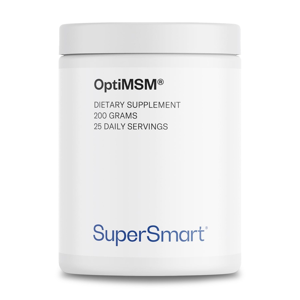 Supersmart OptiMSM (特許を取られた及び高い純度の方式) - メチル スルホニル メタン MSM パウダーサプリメント | ビーガン&グルテンフリー - 200 g