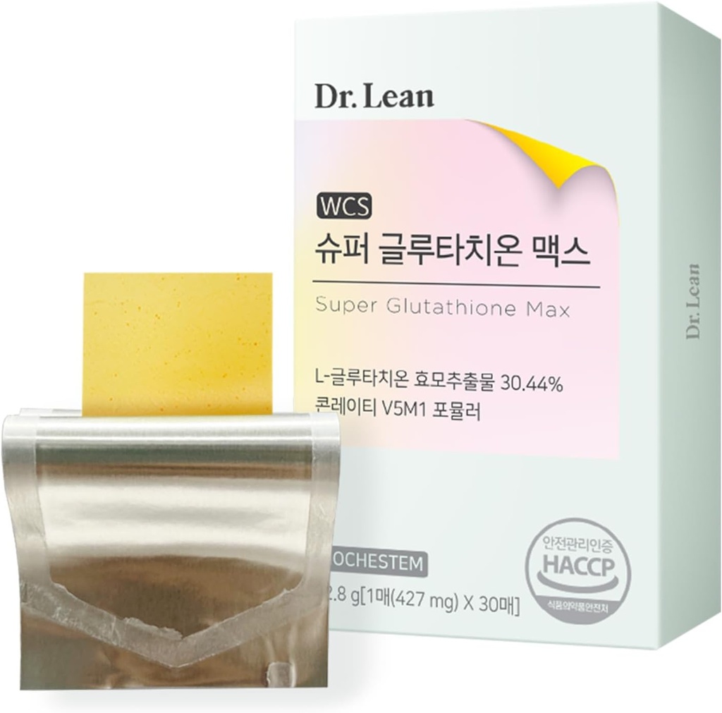 Dr. Lean Super Glutathione Max – 427mg ミルクアザミ、コラージュン&ヒアルロン酸 | Fast-Melt ODF、酸化防止剤、皮膚&肝臓サポート、K-Beauty、韓国製(30ストリップ)