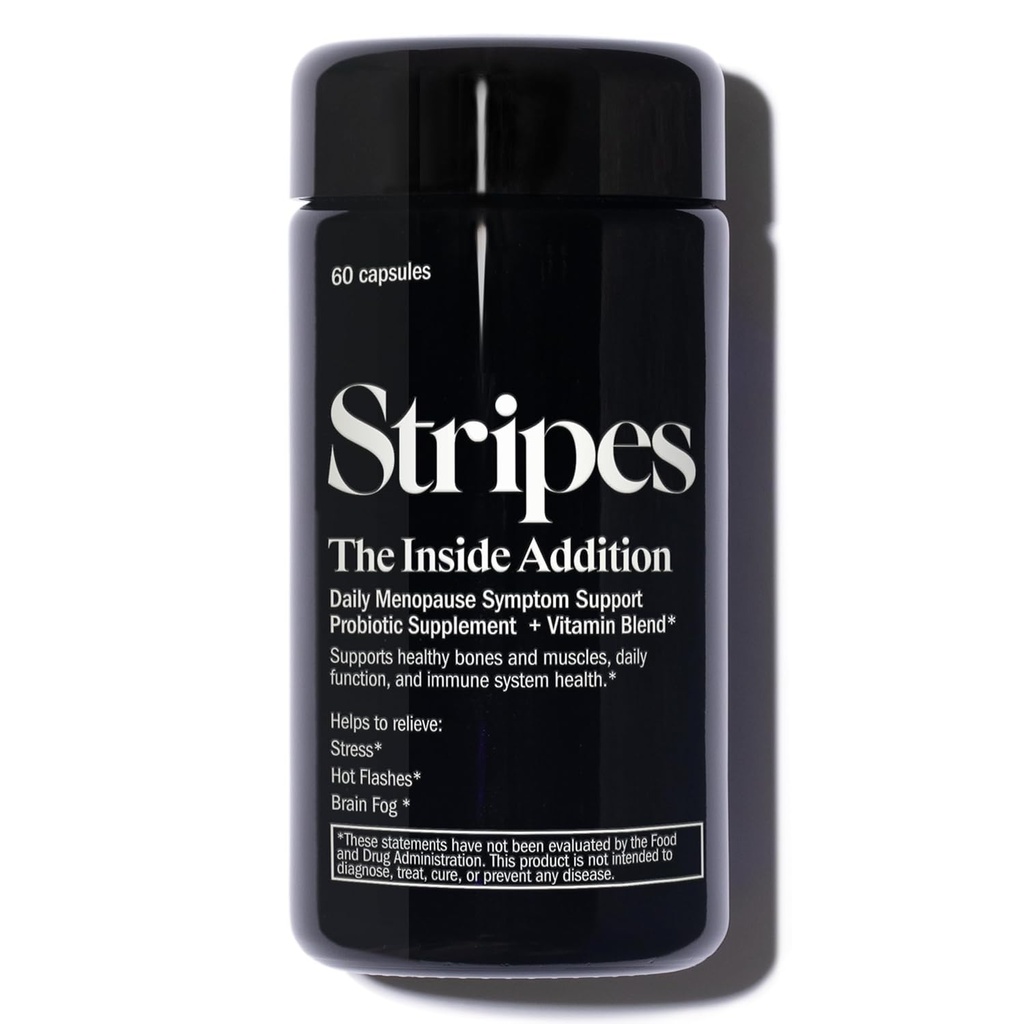Stripes Beauty Naomi Watts The Addition Supplement Support Perimenopause Menopause Symptoms Relieve Hot Flashes Stress Brain Fog Probiotic Multi Vitamin 60 Ct