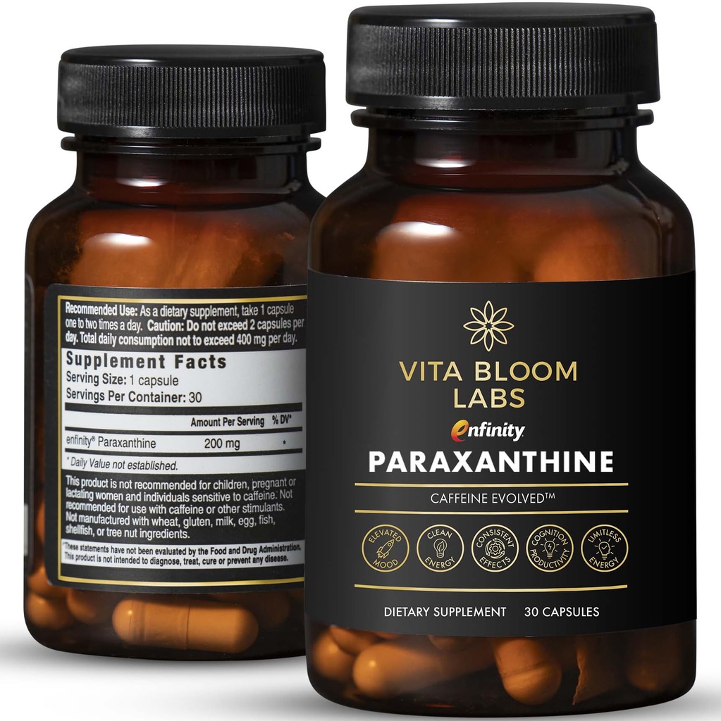 Enfinity Paraxanthineのカプセル、クリーン エネルギー及び焦点、カフェインのオルタナティブ|カプセルごとの200のmg|びんごとの30のカプセル|米国、GMPによって証明される、非GMOのコーシャで公式にされる