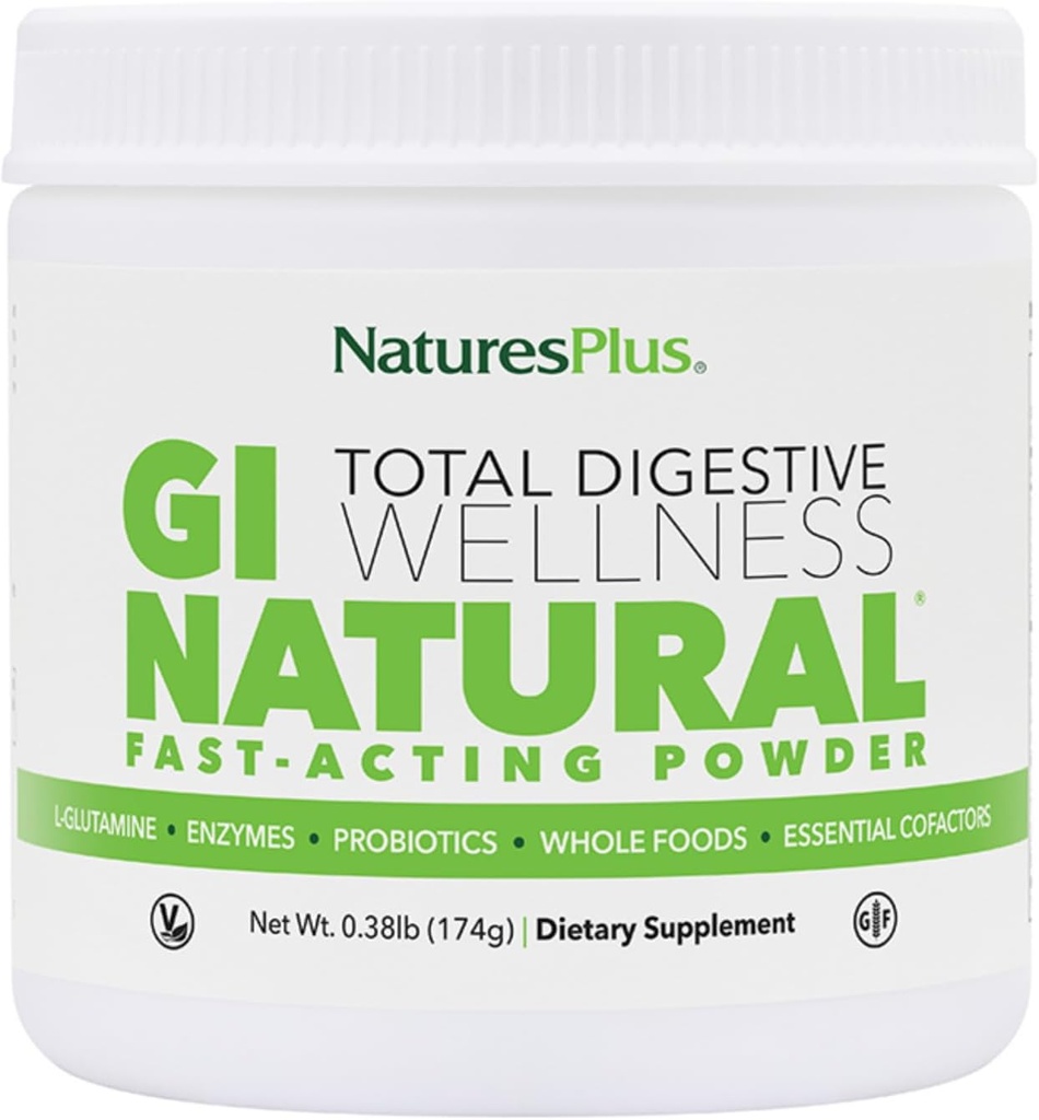 Natures Plus GI Natural Drink Powder - 6.14 Ounce、ベジタリアンパウダー - 消化のウェルネスの栄養補助食品 - プロバイオティクス、プレバイオティクス、酵素 - グルテンフリー - 30サービング