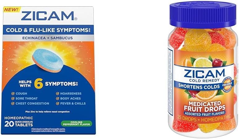Zicamの風邪及びFluは20のタブレットのフルーツの低下25の計算の風邪-Homeopathic亜鉛薬をショートさせます