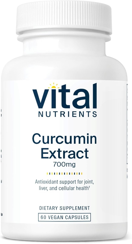 Vital Nutrients Curcumin Extract 700mg | ビーガンクルクミンサプリメント 黒胡椒エキス | 関節、肝臓、および細胞の健康のための酸化防止サポート | グルテン、酪農場、大豆フリー | 60カプセル