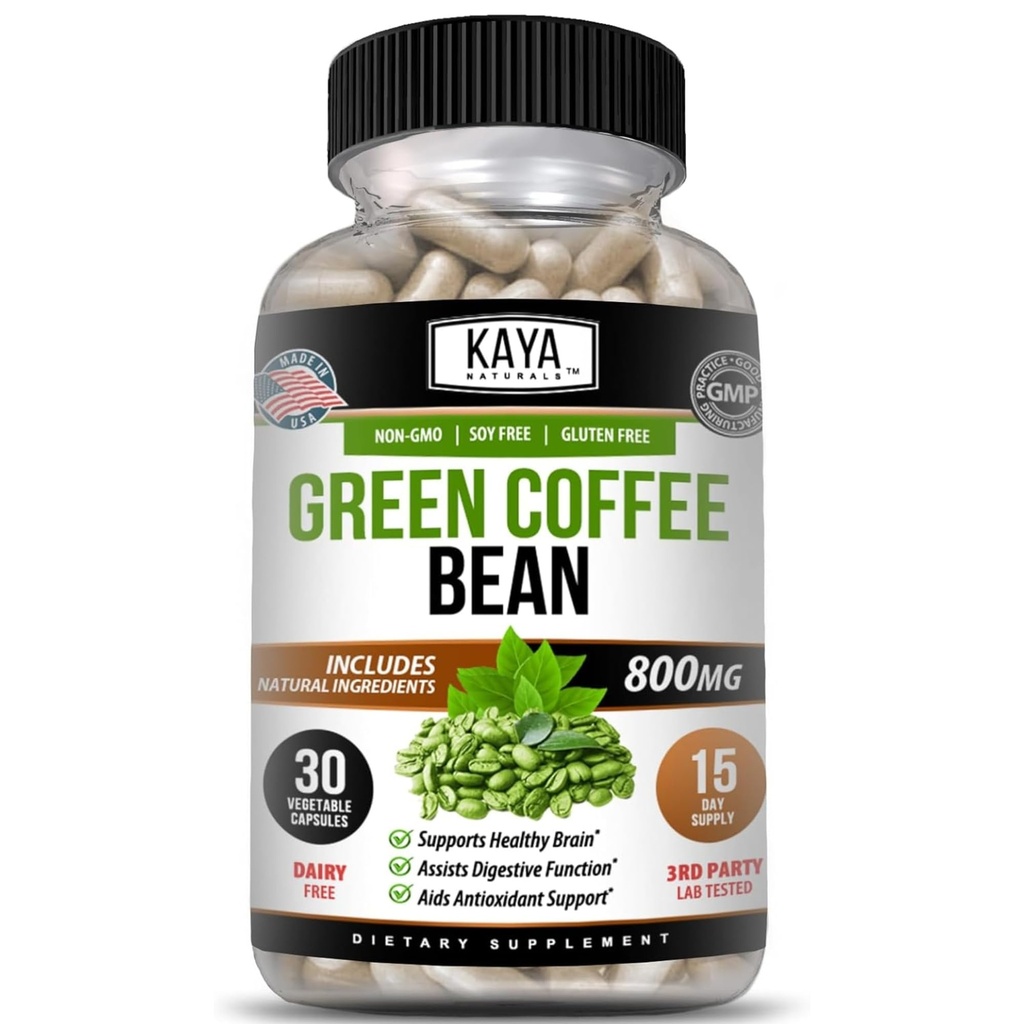 カヤナチュラルズグリーンコーヒー豆エキス - 非GMO、グルテンフリーサプリメント(30カウント)(1パック)