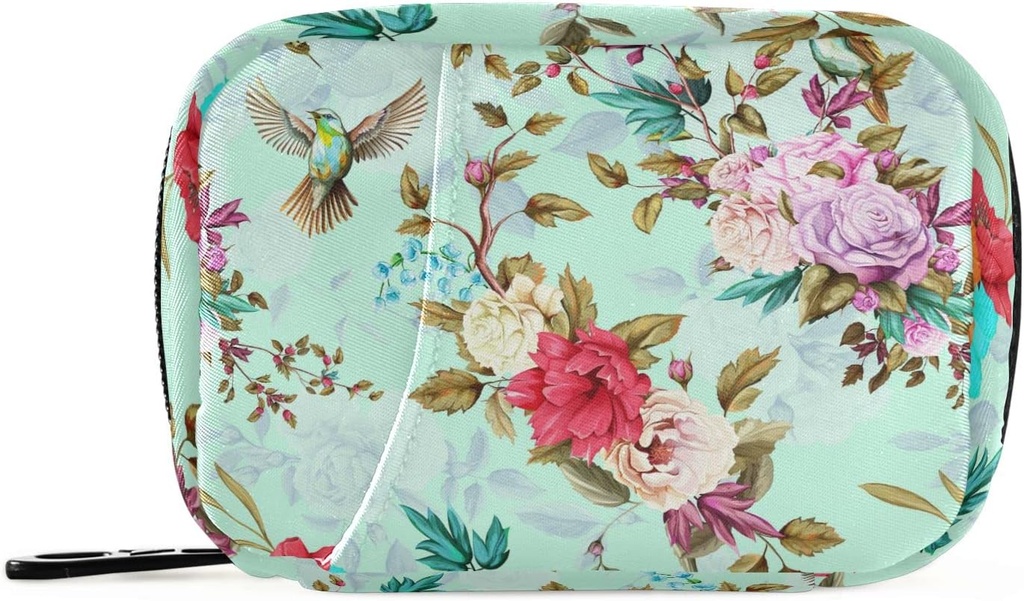 ローズの花鳥の丸薬箱7日の丸薬の箱袋旅行はジッパーの携帯用ウィークリー ケースのビタミンの補足のホールダーが付いている密集したサイズをピル オルガナイザー袋に入れます