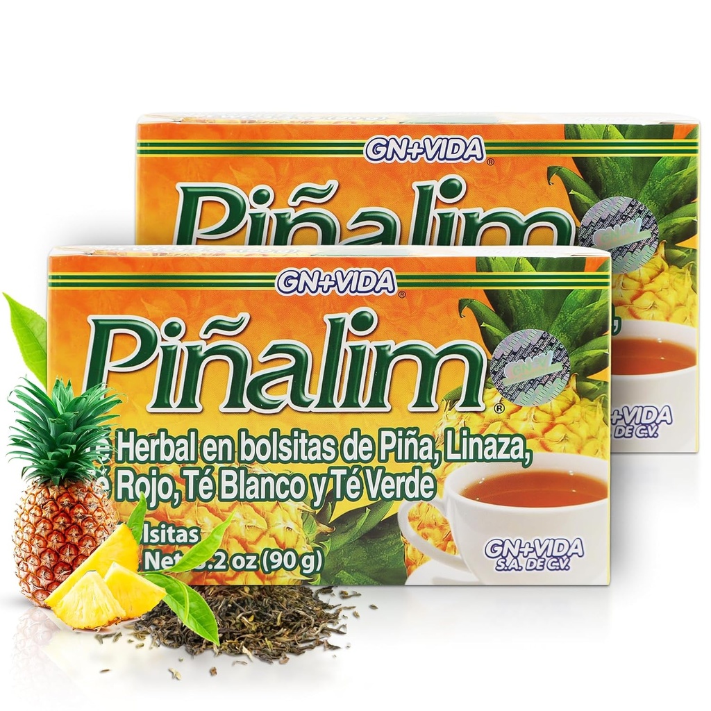 GN + VIDA Pinalim Tea | Detox Tea | Pineapple Based Tea Containing Red Tea, Green Tea, White Tea and Senna Leaf | Thermogenic Effect | Twin Pack (2 x 30 Tea Bags)