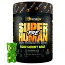 ALPHA LIONのSuperhumanのプレワークアウトの粉、ベータAlanine、Sustainedのエネルギー及び焦点のためのL-Taurine及び三源のカフェイン、ポンプ(21のサービング、サワー・ガミーの熊の味の味)のためのニトリの酸化物及びCitrulline