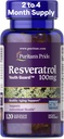 Puritan's Pride Premium Resveratrol Youth GuardTM 100mg、免疫システム、抗酸化剤、砂糖代謝、血流、および血管機能サポート、120 Rapid Release Softgelsの栄養補助食品