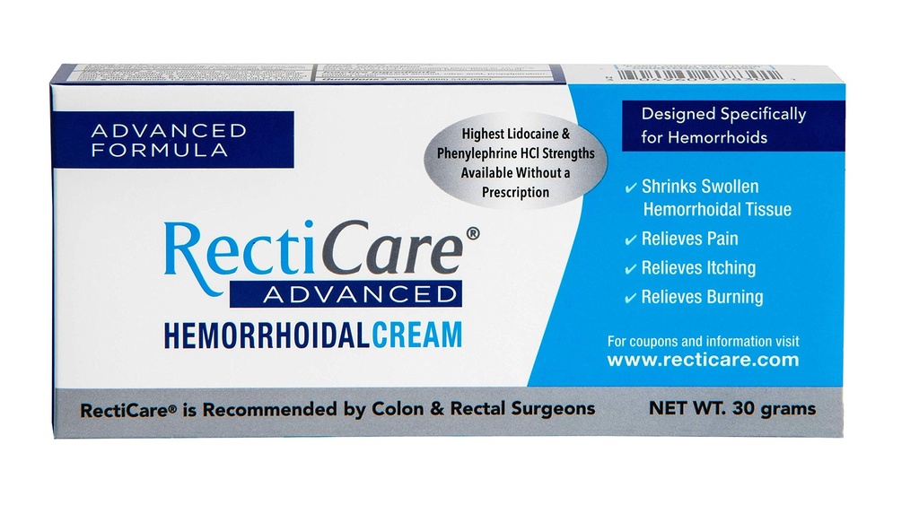 Recticareの高度のhemorrhoidalのクリーム:収縮及びSootheのhemorrhoidsへの高度の処置-イッチ、苦痛、焼跡の救助-リドカインが付いている30g Hemorrhoidalのクリーム