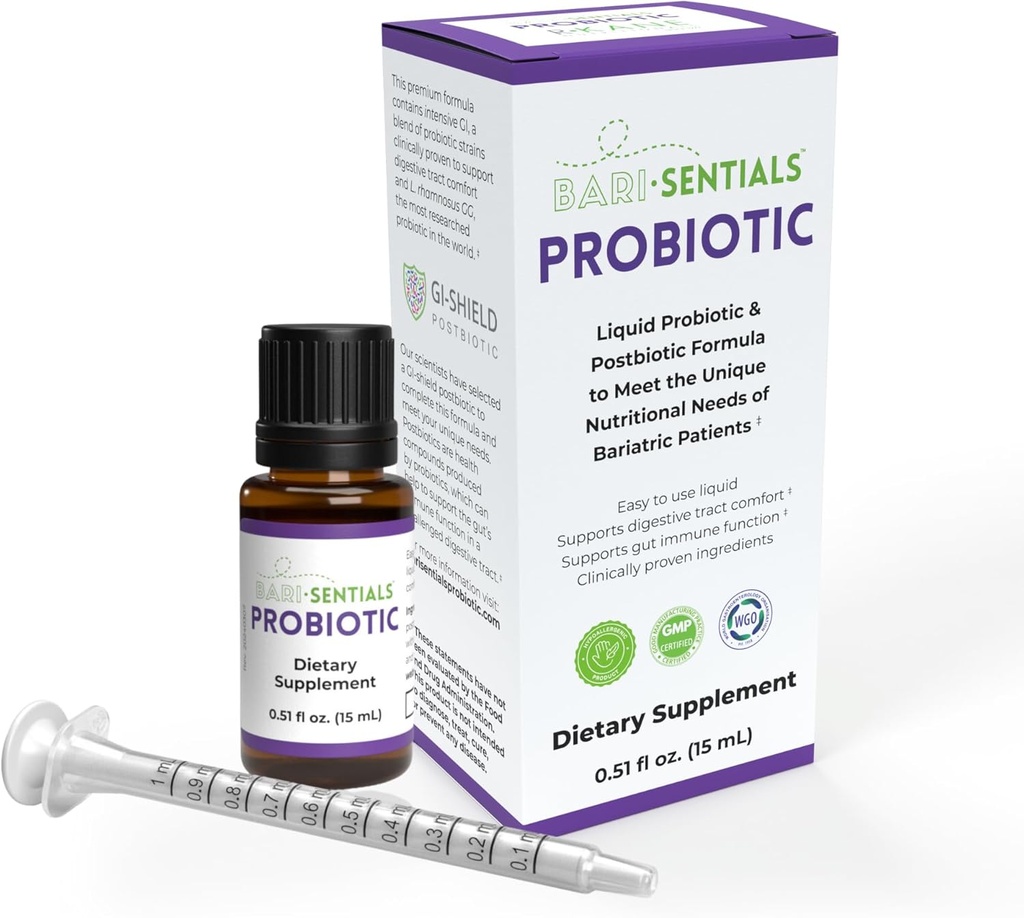 Barisentials Bariatricの液体のプロバイオティックおよびpostbioticの報酬の方式 - 臨床的に研究される - 消化器の健康および免除のポスト サージリー、低い容積の線量、15mLのために必要