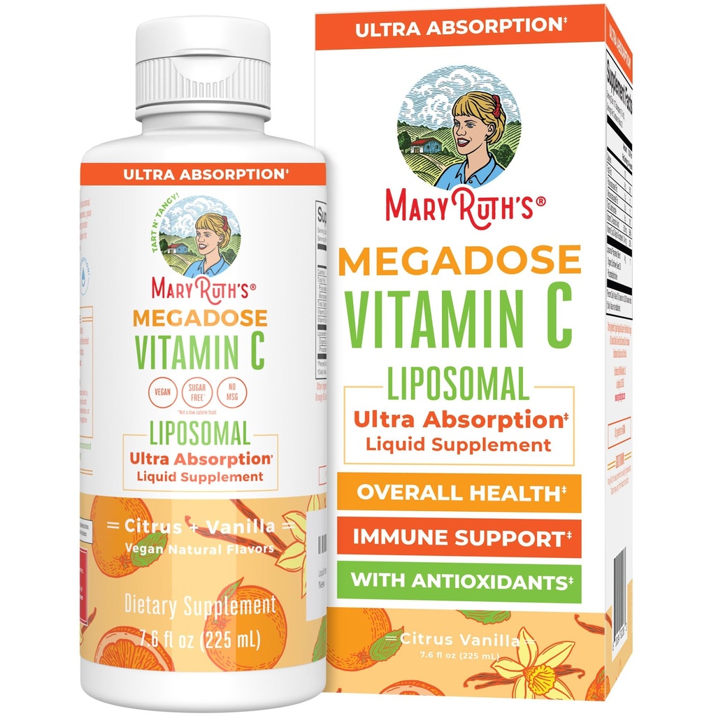 MaryRuth's Megadose Liquid Vitamin C Liposomal | 500mg perサービング | 超吸収 | 免疫 | 抗酸化対応 | コラーゲンフォーメーション | ビーガン | グルテンフリー | 砂糖無料 | 7.6 Oz | 30 サービング